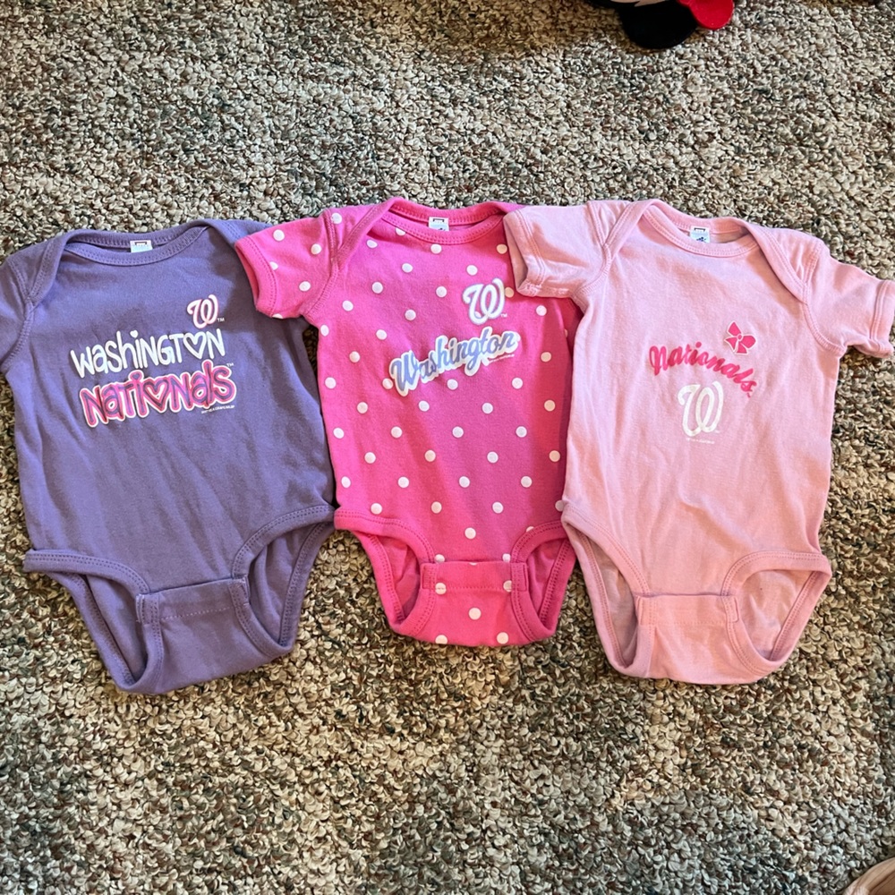 3 Washington Nationals Baby girl onesies